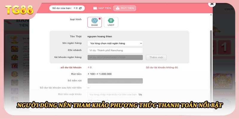 Người dùng nên tham khảo phương thức thanh toán nổi bật